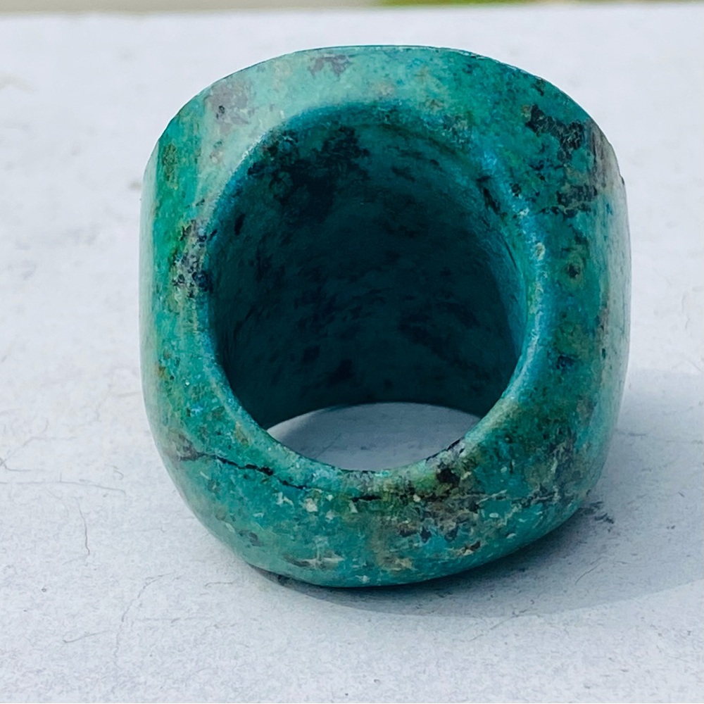 Large Solid Chrysocolla Stone Carved Faceted Wome… - image 8